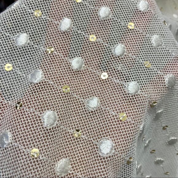 LEIFNOTES Net Dot & Gleam Sequin mesh asymmetrical short sleeve Dress size 4 - Picture 13 of 15